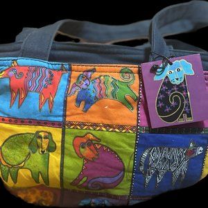 LAUREL BURCH BAG   Vibrant DOG FAMILY SHOULDER HANDBAG/ADJ. STRAP NEW TA…